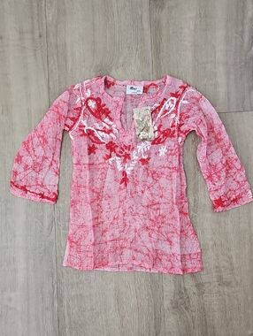 Raj Kids Red Tunic  Blouse with Embroidery Size 6-8 Years